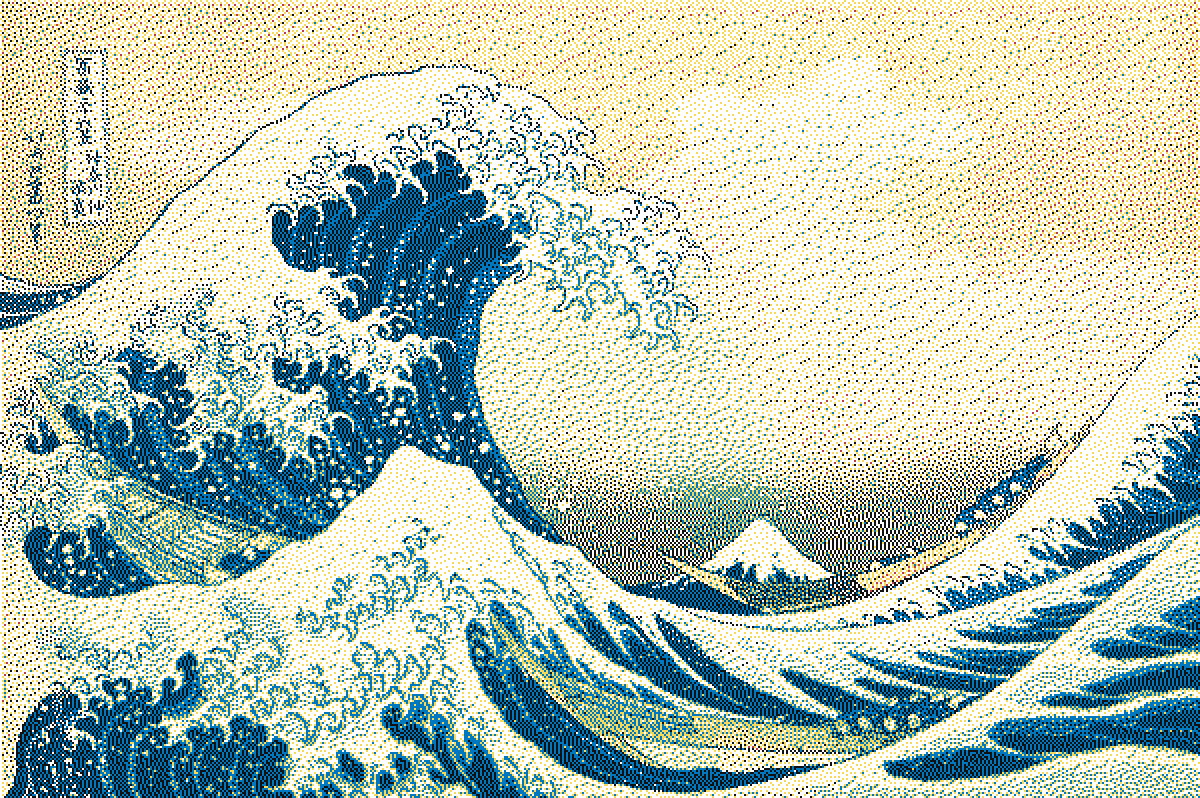 The Great Wave rebuilt in Pointilex tiles